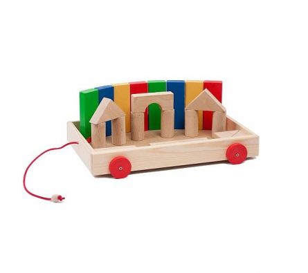 Jucărie din lemn cu roți - Remorcă cu piese de construit, [],edituradiana.ro