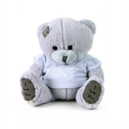 Jucărie din pluș - Ursuleț gri în tricou albastru, 15 cm, [],edituradiana.ro