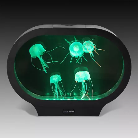Lampă acvariu cu 5 meduze și iluminare LED (formă ovală) , [],edituradiana.ro