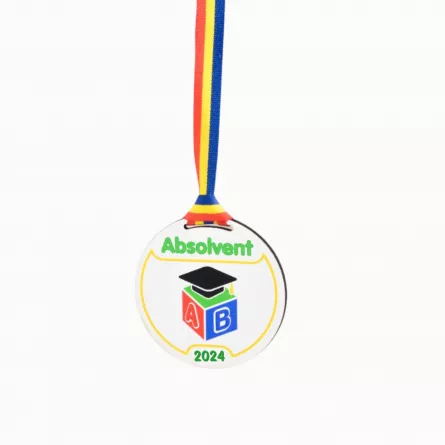 Medalie din lemn printat cu șnur tricolor, [],edituradiana.ro
