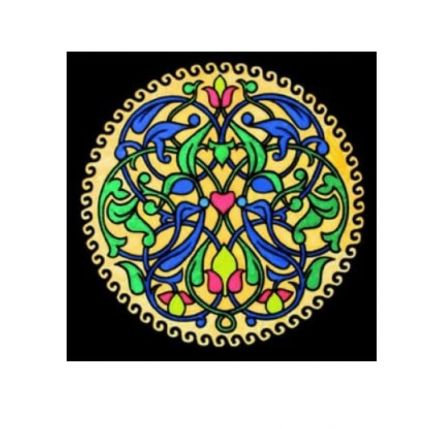 Planșă de colorat din catifea, cu 12 carioci – Mandala cu flori (32 × 32 cm), [],edituradiana.ro