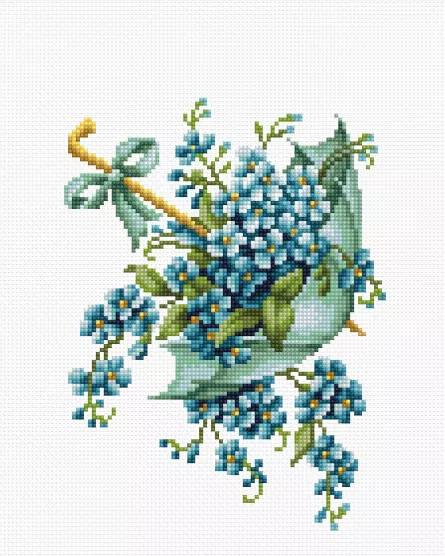 Prima mea broderie - Umbrelă albastră cu flori, [],edituradiana.ro