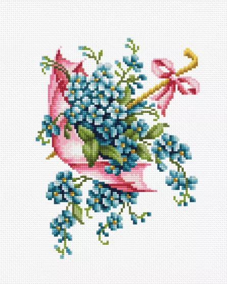 Prima mea broderie - Umbrelă roz cu flori, [],edituradiana.ro