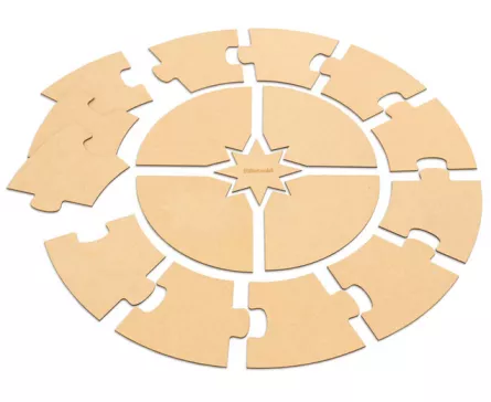 Puzzle circular necompletat cu 17 piese din lemn - Soarele, anotimpurile și lunile anului, [],edituradiana.ro