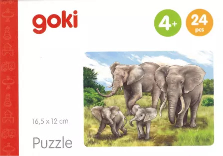 Puzzle cu 24 de piese din lemn - Elefanți, [],edituradiana.ro