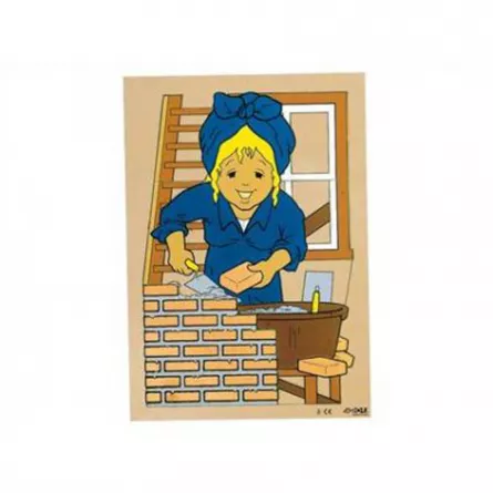 Puzzle din lemn - Construim un zid de cărămidă, 16 piese, [],edituradiana.ro