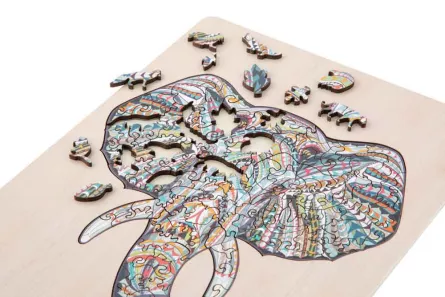 Puzzle din lemn cu 137 de piese în forme deosebite - Elefant, [],edituradiana.ro