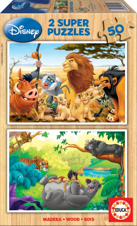 Set 2 puzzle-uri cu personaje Disney - Cartea Junglei și Regele Leu (RESIGILAT), [],edituradiana.ro