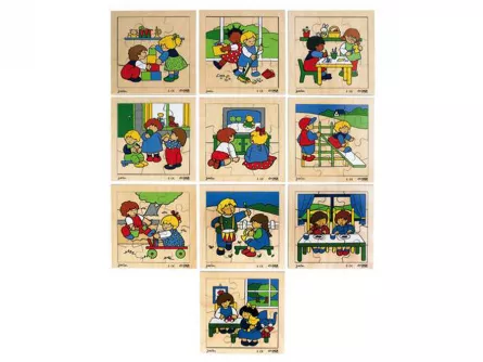 Set de 10 puzzle-uri din lemn - Ne jucăm împreună, [],edituradiana.ro