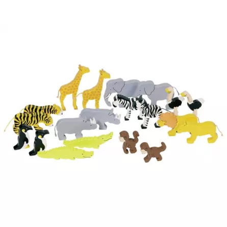 Set de 20 de animale sălbatice din lemn, [],edituradiana.ro