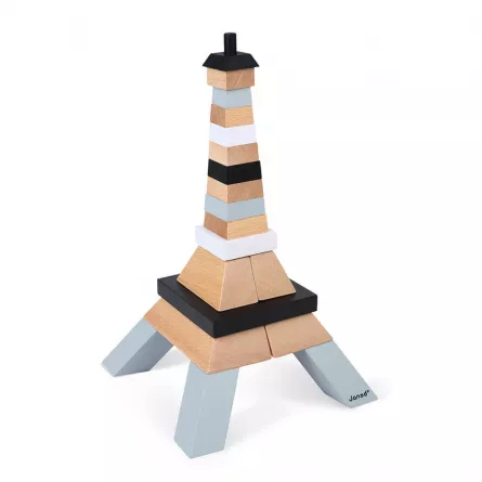 Set de 21 de de cuburi din lemn - Turnul Eiffel, [],edituradiana.ro