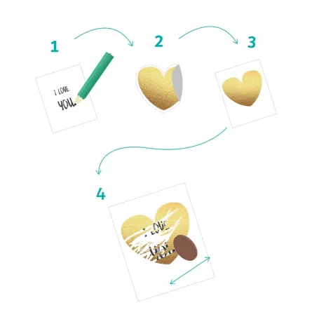 Set de 36 de stickere aurii răzuibile personalizabile - Inimi, stele și cadouri, [],edituradiana.ro