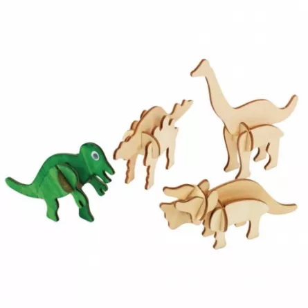 Set de 4 puzzle-uri 3D pentru decorat - Dinozauri, [],edituradiana.ro