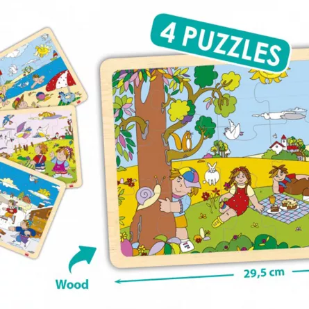 Set de 4 puzzle-uri din lemn - Cele 4 anotimpuri, [],edituradiana.ro