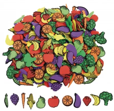 Set de 500 de forme autoadezive din spumă - Fructe și legume, [],edituradiana.ro