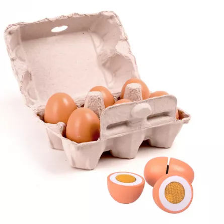 Set de 6 ouă din lemn în cofraj de carton, [],edituradiana.ro
