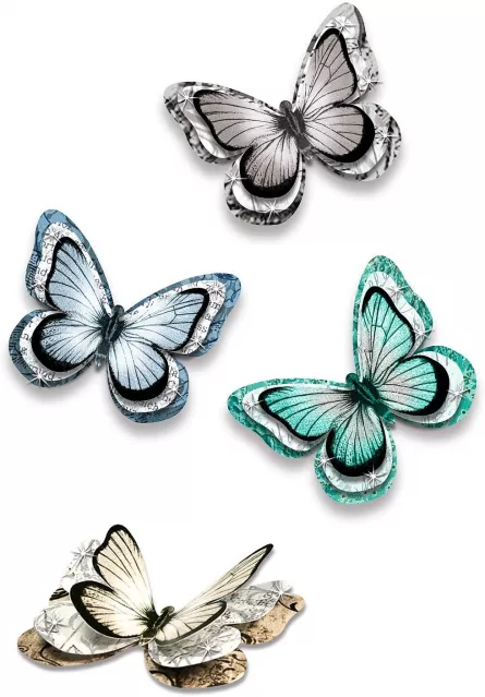 Set de creație - 24 de fluturi 3D autoadezivi în culori acvatice, [],edituradiana.ro