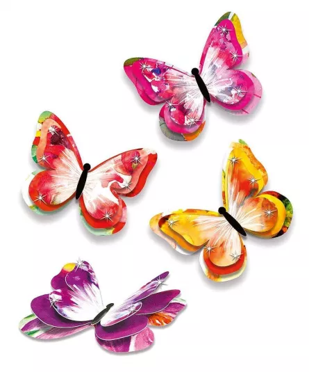 Set de creație - 24 de fluturi 3D autoadezivi în culori aprinse, [],edituradiana.ro