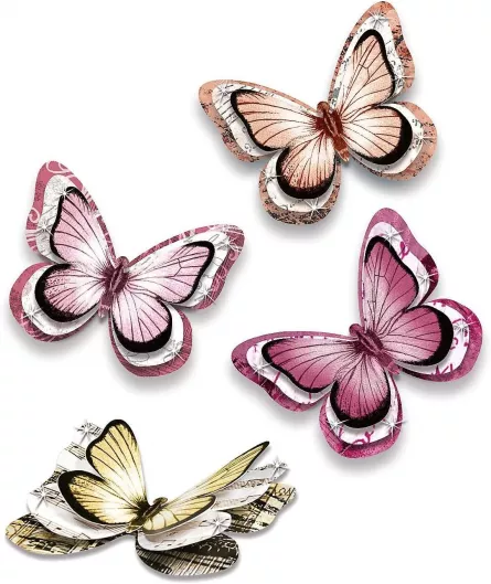 Set de creație - 24 de fluturi 3D autoadezivi în culori romantice, [],edituradiana.ro
