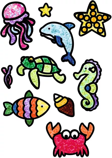 Set pentru crearea a 12 decorațiuni translucente – Animale marine, [],edituradiana.ro