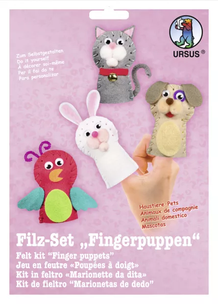 Set pentru crearea a 4 marionete pentru degete – Animale domestice, [],edituradiana.ro