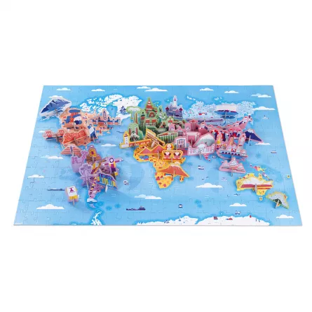 Set Puzzle uriaș din carton cu 350 de piese, 50 de figurine 3D și 1 poster - Curiozități de pe mapamond, [],edituradiana.ro