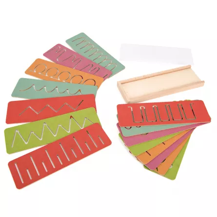 Set de 15 șabloane colorate din lemn pentru pre-scriere, [],edituradiana.ro