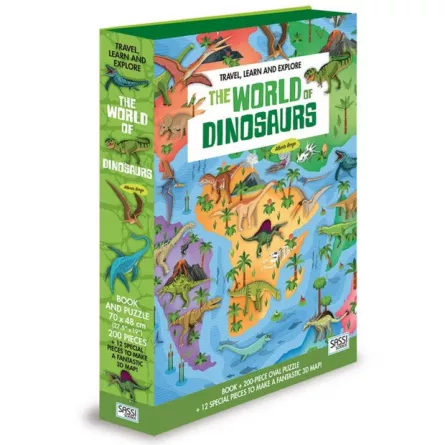 Set carte + puzzle oval cu 200 de piese - Lumea dinozaurilor, [],edituradiana.ro