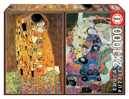 Set de 2 puzzle-uri din câte 1000 de piese - Sărutul & Fecioarele (Gustav Klimt), [],edituradiana.ro