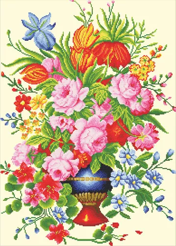 Set goblen imprimat cu ață și ac – Aranjament elegant cu flori, [],edituradiana.ro
