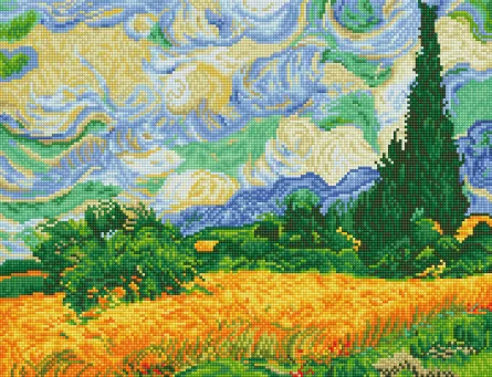 Tablou cu diamante - Câmpuri de grâu cu chiparoși (Van Gogh), [],edituradiana.ro