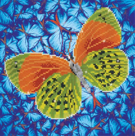 Tablou cu diamante - Fluture verde cu maro, [],edituradiana.ro