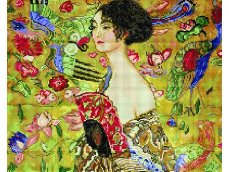 Tablou cu diamante înrămat - Doamna cu evantai (Gustav Klimt), [],edituradiana.ro