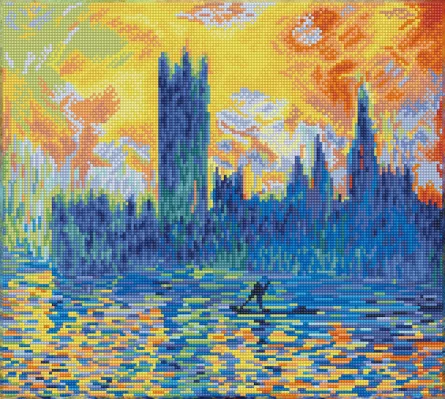 Tablou cu diamante - Parlamentul de la Londra, iarna (Claude Monet), [],edituradiana.ro