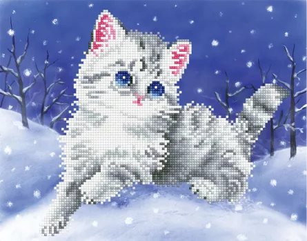 Tablou cu diamante - Pisicuță în zăpadă, [],edituradiana.ro