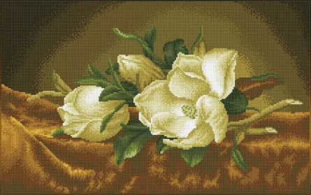 Tablou cu diamante - Magnolii pe catifea aurie (Martin Johnson Heade), [],edituradiana.ro