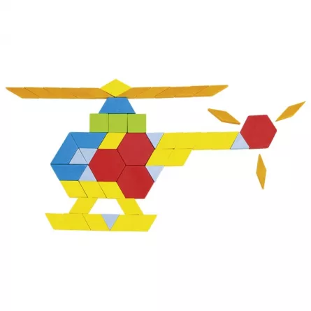 Tangram cu 250 de piese geometrice colorate din lemn, [],edituradiana.ro