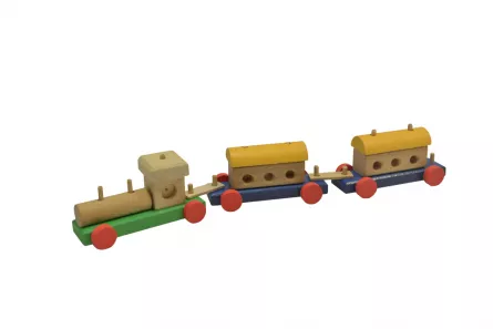 Trenuleț din lemn cu locomotivă și două vagoane, [],edituradiana.ro