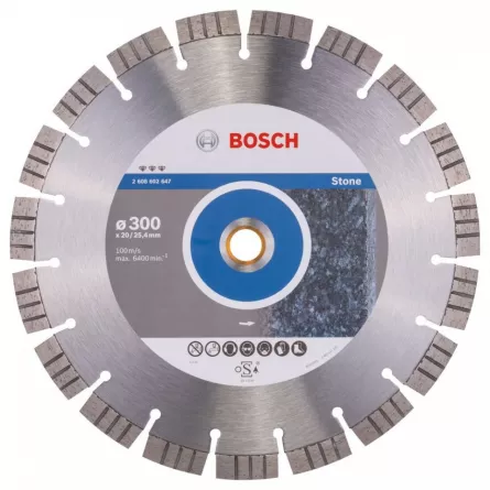 Bosch Disc diamantat pentru granit / piatra, Best for Stone, 300 - 20/25.4 mm