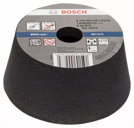 Bosch Oala de slefuit, conica - piatra / beton, diam. 90-110, R60