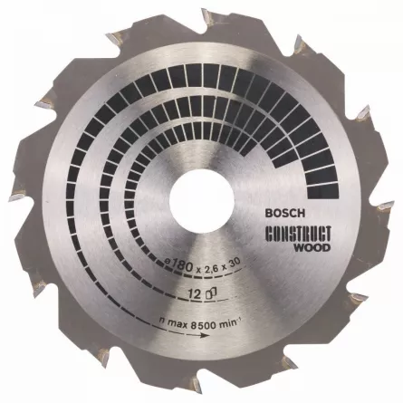 Bosch Panza de ferastrau circular Construct Wood, 180 x 30 / 20 mm, 12 dinti