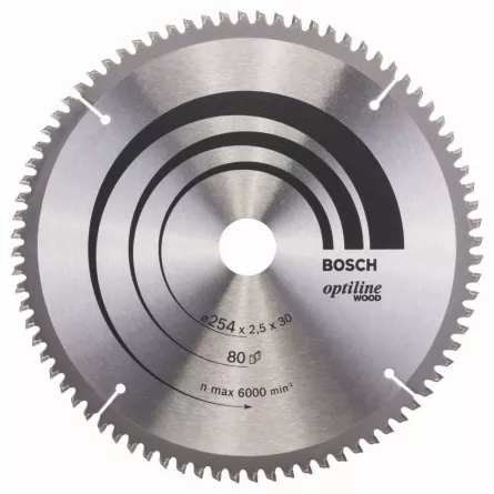 Bosch Panza de ferastrau circular Optiline Wood, 254 x 30 mm, 80 dinti