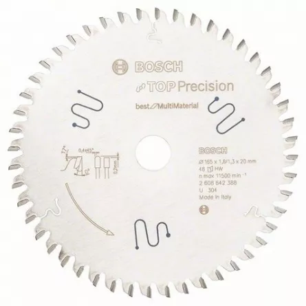 Bosch Panza de ferastrau circular Top Precision Best for Multi Material, 165 x 20 mm, 48 dinti