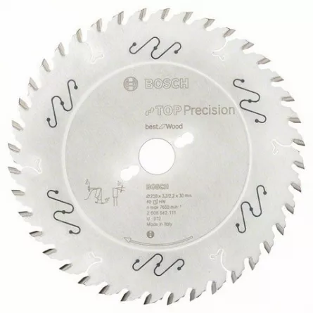 Bosch Panza de ferastrau circular Top Precision Best for Wood, 250 x 30 mm, 40 dinti