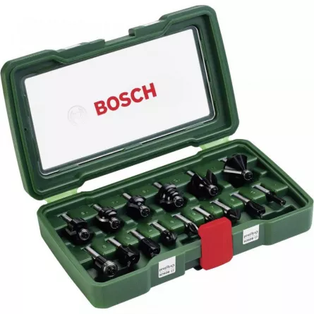 Bosch Set de 15 freze cu carburi metalice (Ø tija 8 mm)