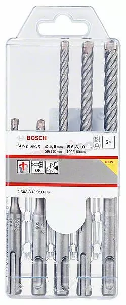 Bosch Set de 5 burghie pentru gaurire cu percutie SDS-Plus-5X, 5/6/6/8/10
