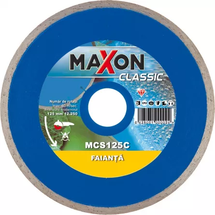 Diatech Disc diamantat pentru faianță MAXON CONTINUU CLASSIC, 125x22,2x5
mm