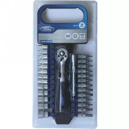 Ford Tools FMT-012 Set tubulare cu clichet, 28 piese, 10 - 24 mm