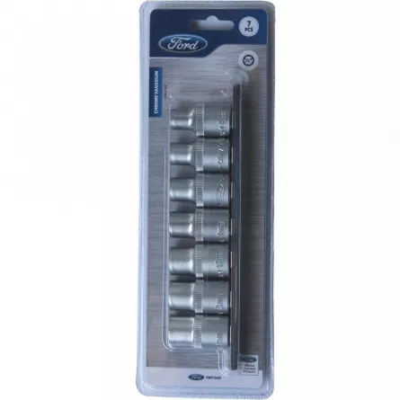 Ford Tools FMT-045 Set capete tubulare cu clichet, 12 piese,  8 - 14 mm