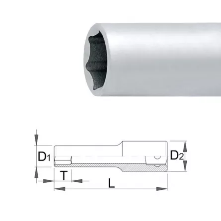 UNIOR 188/2L6p Capat cheie tubulara 1/4", varianta lunga, dimensiune 5.5 mm